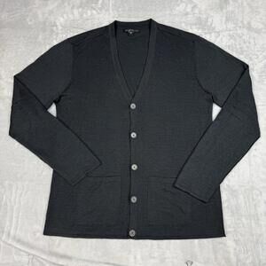 John Varvatos USA Dark Gray Button Front Cardigan Sweater Men Size L Wool Blend